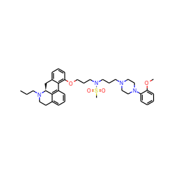 CCCN1CCc2cccc3c2[C@@H]1Cc1cccc(OCCCN(CCCN2CCN(c4ccccc4OC)CC2)S(C)(=O)=O)c1-3 ZINC000066077231