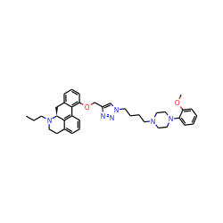 CCCN1CCc2cccc3c2[C@@H]1Cc1cccc(OCc2cn(CCCCN4CCN(c5ccccc5OC)CC4)nn2)c1-3 ZINC000066077237