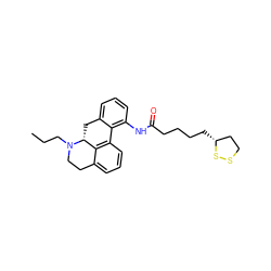 CCCN1CCc2cccc3c2[C@H]1Cc1cccc(NC(=O)CCCC[C@@H]2CCSS2)c1-3 ZINC000072178257