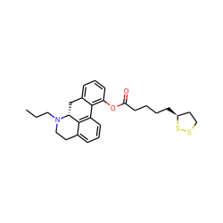 CCCN1CCc2cccc3c2[C@H]1Cc1cccc(OC(=O)CCCC[C@H]2CCSS2)c1-3 ZINC000072177123