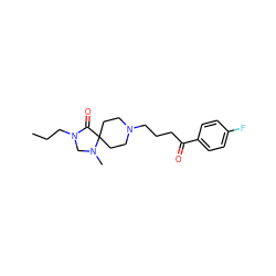 CCCN1CN(C)C2(CCN(CCCC(=O)c3ccc(F)cc3)CC2)C1=O ZINC000013782364