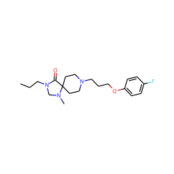 CCCN1CN(C)C2(CCN(CCCOc3ccc(F)cc3)CC2)C1=O ZINC000027559471