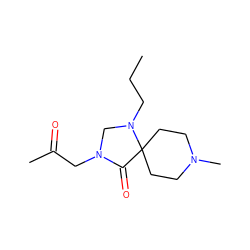 CCCN1CN(CC(C)=O)C(=O)C12CCN(C)CC2 ZINC000026841180