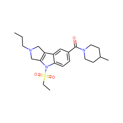 CCCN1Cc2c(n(S(=O)(=O)CC)c3ccc(C(=O)N4CCC(C)CC4)cc23)C1 ZINC000028955369