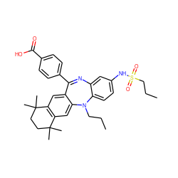 CCCN1c2ccc(NS(=O)(=O)CCC)cc2N=C(c2ccc(C(=O)O)cc2)c2cc3c(cc21)C(C)(C)CCC3(C)C ZINC000028824145