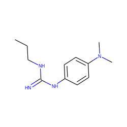 CCCNC(=N)Nc1ccc(N(C)C)cc1 ZINC000052069971