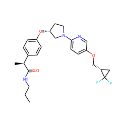 CCCNC(=O)[C@@H](C)c1ccc(O[C@@H]2CCN(c3ccc(OC[C@@H]4CC4(F)F)cn3)C2)cc1 ZINC001772589351