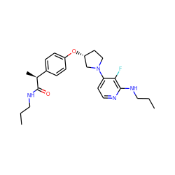 CCCNC(=O)[C@@H](C)c1ccc(O[C@@H]2CCN(c3ccnc(NCCC)c3F)C2)cc1 ZINC001772575783