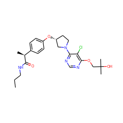 CCCNC(=O)[C@@H](C)c1ccc(O[C@@H]2CCN(c3ncnc(OCC(C)(C)O)c3Cl)C2)cc1 ZINC001772589611