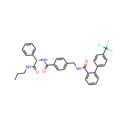 CCCNC(=O)[C@@H](NC(=O)c1ccc(CNC(=O)c2ccccc2-c2ccc(C(F)(F)F)cc2)cc1)c1ccccc1 ZINC000036184528