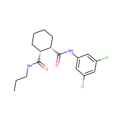 CCCNC(=O)[C@@H]1CCCC[C@@H]1C(=O)Nc1cc(Cl)cc(Cl)c1 ZINC000045260361