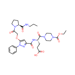 CCCNC(=O)[C@@H]1CCCN1C(=O)COc1cc(C(=O)N[C@@H](CCC(=O)O)C(=O)N2CCN(C(=O)OCC)CC2)nn1-c1ccccc1 ZINC000095553011