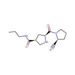 CCCNC(=O)[C@@H]1CN[C@H](C(=O)N2CCC[C@H]2C#N)C1 ZINC000028816254