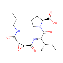 CCCNC(=O)[C@H]1O[C@@H]1C(=O)N[C@H](C(=O)N1CCC[C@H]1C(=O)O)[C@@H](C)CC ZINC000003927825