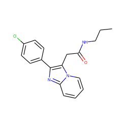 CCCNC(=O)Cc1c(-c2ccc(Cl)cc2)nc2ccccn12 ZINC000013801078