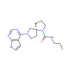 CCCNC(=O)N1CCC[C@@]12CCN(c1ncnc3[nH]ccc13)C2 ZINC000143880014