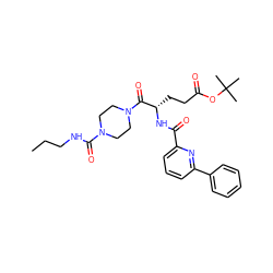 CCCNC(=O)N1CCN(C(=O)[C@H](CCC(=O)OC(C)(C)C)NC(=O)c2cccc(-c3ccccc3)n2)CC1 ZINC000045354997