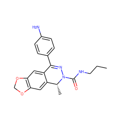 CCCNC(=O)N1N=C(c2ccc(N)cc2)c2cc3c(cc2[C@H]1C)OCO3 ZINC000001544161