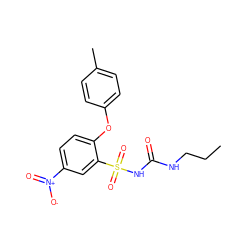 CCCNC(=O)NS(=O)(=O)c1cc([N+](=O)[O-])ccc1Oc1ccc(C)cc1 ZINC000028710461