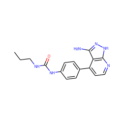 CCCNC(=O)Nc1ccc(-c2ccnc3[nH]nc(N)c23)cc1 ZINC000029129302