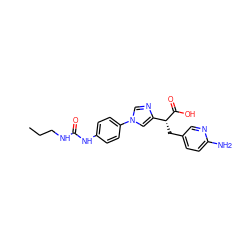 CCCNC(=O)Nc1ccc(-n2cnc([C@@H](Cc3ccc(N)nc3)C(=O)O)c2)cc1 ZINC000034641964