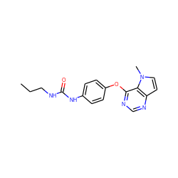 CCCNC(=O)Nc1ccc(Oc2ncnc3ccn(C)c23)cc1 ZINC000064251919