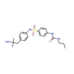 CCCNC(=O)Nc1ccc(S(=O)(=O)Nc2ccc(CC(C)(C)N)cc2)cc1 ZINC000049000025