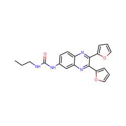 CCCNC(=O)Nc1ccc2nc(-c3ccco3)c(-c3ccco3)nc2c1 ZINC000066139563