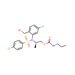 CCCNC(=O)OC[C@@H](C)N(c1cc(Cl)ccc1CO)S(=O)(=O)c1ccc(Cl)cc1 ZINC000028346183