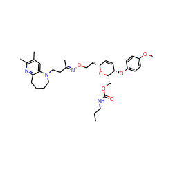 CCCNC(=O)OC[C@@H]1O[C@H](CCO/N=C(\C)CCN2CCCCc3nc(C)c(C)cc32)C=C[C@@H]1Oc1ccc(OC)cc1 ZINC000008035665