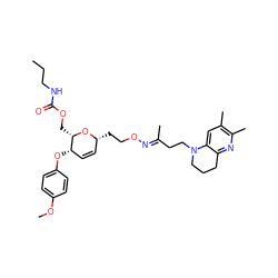 CCCNC(=O)OC[C@@H]1O[C@H](CCO/N=C(\C)CCN2CCCc3nc(C)c(C)cc32)C=C[C@@H]1Oc1ccc(OC)cc1 ZINC000008035672