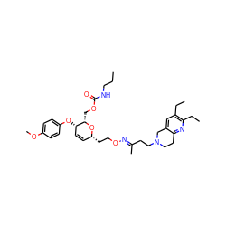 CCCNC(=O)OC[C@@H]1O[C@H](CCO/N=C(\C)CCN2CCc3nc(CC)c(CC)cc3C2)C=C[C@@H]1Oc1ccc(OC)cc1 ZINC000008035749