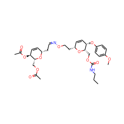 CCCNC(=O)OC[C@@H]1O[C@H](CCO/N=C\C[C@H]2C=C[C@H](OC(C)=O)[C@@H](COC(C)=O)O2)C=C[C@@H]1Oc1ccc(OC)cc1 ZINC000008035652