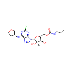 CCCNC(=O)OC[C@H]1O[C@@H](n2cnc3c(N[C@@H]4CCOC4)nc(Cl)nc32)[C@](C)(O)[C@@H]1O ZINC000029040321