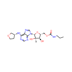 CCCNC(=O)OC[C@H]1O[C@@H](n2cnc3c(N[C@@H]4CCOC4)ncnc32)[C@](C)(O)[C@@H]1O ZINC000029040309