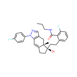 CCCNC(=O)c1c(F)cccc1CC[C@]1(O)CCC2=Cc3c(cnn3-c3ccc(F)cc3)C[C@@]21C ZINC000095559624