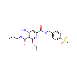 CCCNC(=O)c1c(N)cc(C(=O)NCc2ccc(S(C)(=O)=O)cc2)nc1OCC ZINC000038151282