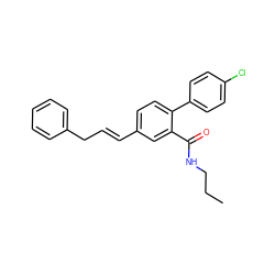 CCCNC(=O)c1cc(/C=C/Cc2ccccc2)ccc1-c1ccc(Cl)cc1 ZINC000026974649