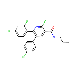 CCCNC(=O)c1cc(-c2ccc(Cl)cc2)c(-c2ccc(Cl)cc2Cl)nc1Cl ZINC000028333390