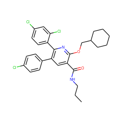 CCCNC(=O)c1cc(-c2ccc(Cl)cc2)c(-c2ccc(Cl)cc2Cl)nc1OCC1CCCCC1 ZINC000028341317