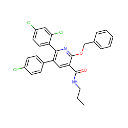 CCCNC(=O)c1cc(-c2ccc(Cl)cc2)c(-c2ccc(Cl)cc2Cl)nc1OCc1ccccc1 ZINC000028343208