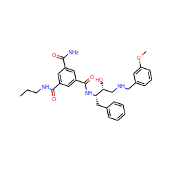 CCCNC(=O)c1cc(C(N)=O)cc(C(=O)N[C@@H](Cc2ccccc2)[C@H](O)CNCc2cccc(OC)c2)c1 ZINC000028705223