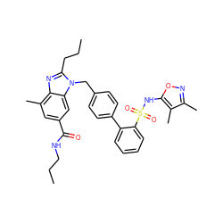 CCCNC(=O)c1cc(C)c2nc(CCC)n(Cc3ccc(-c4ccccc4S(=O)(=O)Nc4onc(C)c4C)cc3)c2c1 ZINC000653751559