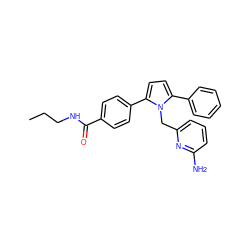 CCCNC(=O)c1ccc(-c2ccc(-c3ccccc3)n2Cc2cccc(N)n2)cc1 ZINC000038268517