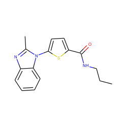 CCCNC(=O)c1ccc(-n2c(C)nc3ccccc32)s1 ZINC000117618302