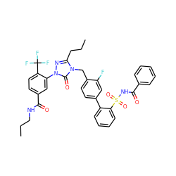 CCCNC(=O)c1ccc(C(F)(F)F)c(-n2nc(CCC)n(Cc3ccc(-c4ccccc4S(=O)(=O)NC(=O)c4ccccc4)cc3F)c2=O)c1 ZINC000027211202