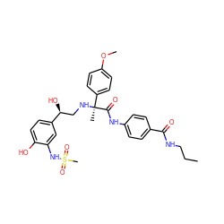 CCCNC(=O)c1ccc(NC(=O)[C@@](C)(NC[C@H](O)c2ccc(O)c(NS(C)(=O)=O)c2)c2ccc(OC)cc2)cc1 ZINC000027102253