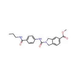 CCCNC(=O)c1ccc(NC(=O)N2Cc3ccc(C(=O)OC)cc3C2)cc1 ZINC000166559201