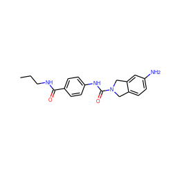 CCCNC(=O)c1ccc(NC(=O)N2Cc3ccc(N)cc3C2)cc1 ZINC000166489959