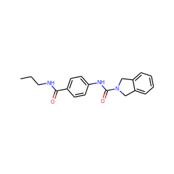 CCCNC(=O)c1ccc(NC(=O)N2Cc3ccccc3C2)cc1 ZINC000166888193